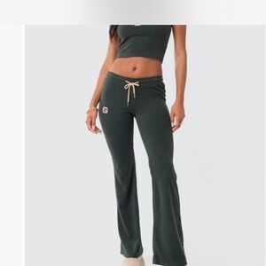 Edikted Dark Green Drawstring Lounge Pant and tube top set